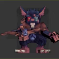 Ferocious Pixel Style Game Monster Character With Sharp Claws Red Eyes And Fangs