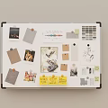 Creative Mood Board With Photos Yellow Notes Color Swatches Sketches And Push Pins
