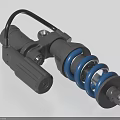 Mechanical Shock Absorber With Grey Body And Blue Coil Spring Mechanism