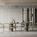 Quiet Dining Table and Chair Combination Dining Table and Chair 3d model
