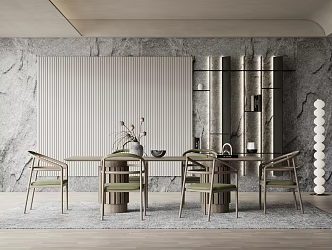 Quiet Dining Table and Chair Combination Dining Table and Chair 3d model