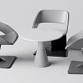 Modern Round Table Set With Three Gray Chairs And Minimalist Design 3d model