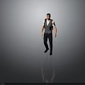 Man In Gray Vest White Shirt With Black Pants Backpack Holding Document Standing