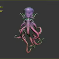 Vibrant Purple And Pink Octopus Game Movie Character With Large Eyes And Tentacles