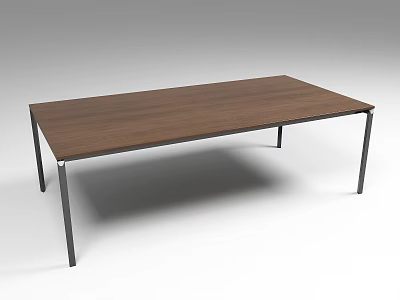 Modern Office Desk With Sleek Wooden Top And Metal Legs For Functional Workspace 3d model