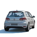White Volkswagen Golf Modern Hatchback Car With Front View And Alloy Wheels