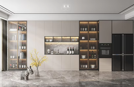 Modern Wine Cabinet Wine Cabinet Refrigerator Steaming Oven Combination 3d model