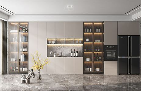 Modern Wine Cabinet Wine Cabinet Refrigerator Steaming Oven Combination 3d model