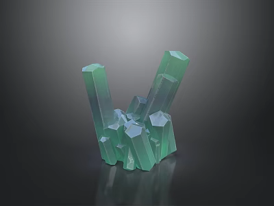 Green Transparent Crystal Like Prismatic Rockery Stones Clustered For Decorative Indoor 3d model