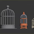 Three Decorative Birdcages With Various Colors Sizes And Intricate Designs