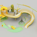 Colorful Children's Playground Structure with Slide Swing and Climbing Elements
