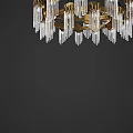 Modern Chandelier with Golden Circular Frame and Transparent Crystal Pendants for Elegant Interior Illumination