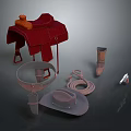 Equestrian Clothing Accessories With Red Saddle Leather Boots Cowboy Hat And Rope