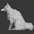 White Wolf Sculpture With Feather Like Texture Sitting On Smooth Surface