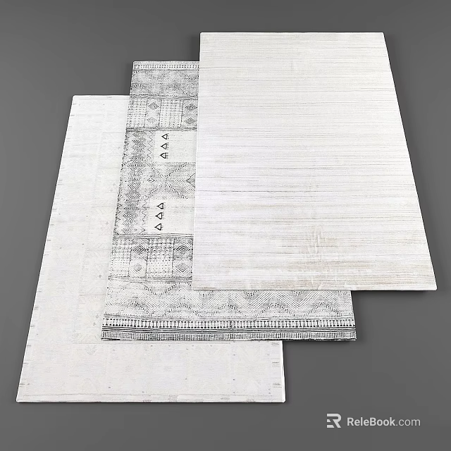 Square Rugs With Intricate Patterns And Textured Surfaces For Home Decoration 3d model 
