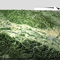 Detailed Mountainous Terrain Model With STRM 30m OpenTopography Data And 80 km Scale
