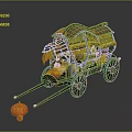 Decorative Pumpkin Cart With Detailed Wheels Green Decor And Small Pumpkin