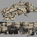 Futuristic Mechanical Weapon Battle Platform With Armored Structure And Cannons 3d model