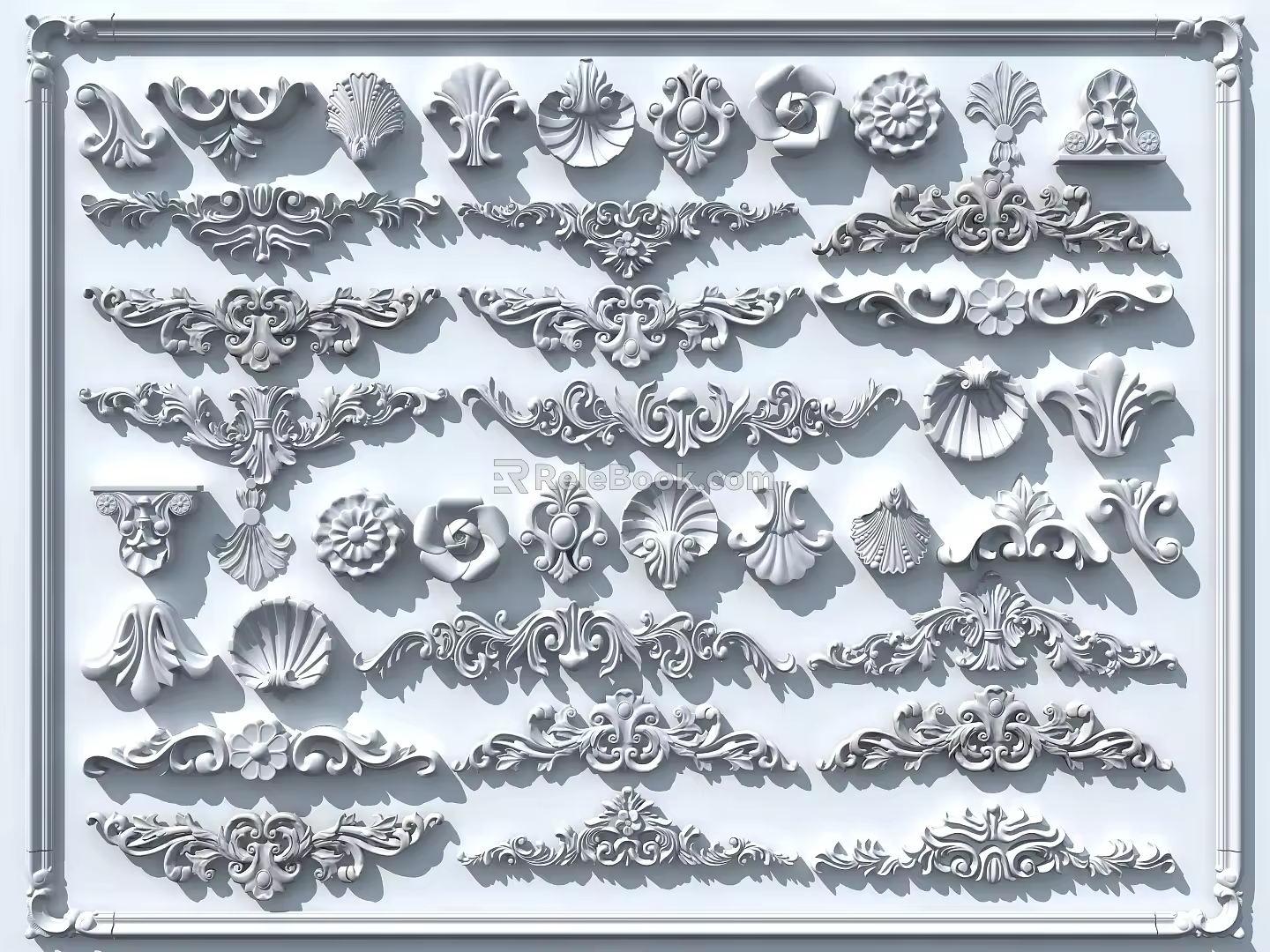 European-style carved plaster 3d model