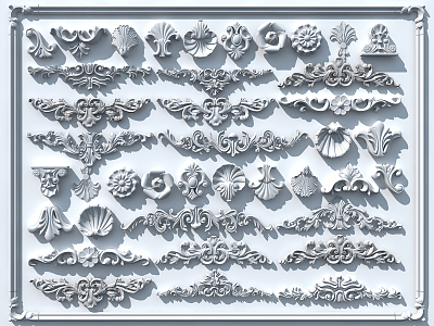 European-style carved plaster 3d model