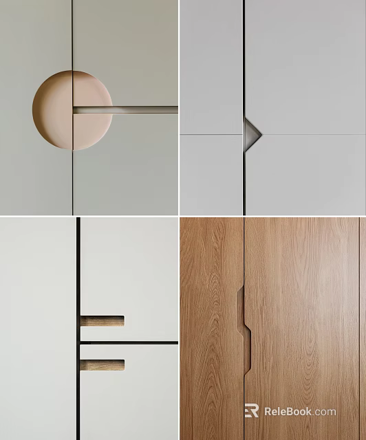 Modern Door Handles Featuring Various Geometric Shapes And Wooden Designs For Home Decor 3d model 