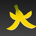Two Ripe Peeled Yellow Bananas with Spread Skins on Black Background