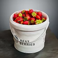 Fresh Ripe Strawberries in White Bucket with Best Berries Label