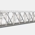 Steel Truss Bridge Structure For Road Infrastructure With Metal Railings And Framework
