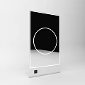 Modern Textured Brown Frame Mirror With Black Panel And White Reflective Surface