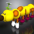 Yellow Caterpillar Shaped Daily Life Item With Orange Spots Small Flower And White Glove Feet