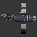Cosmic Aerospace Spacecraft With Circular Structure Dual Thrusters And Blue White Yellow Stripes