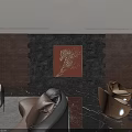 Hotel Lobby Modern Interior Design With Black Marble Floor Chandelier Sofa Windows And Decorative Wall