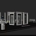 Luxury Men's Suits Exhibition With Mannequins Display Cabinets Tables And Columns