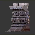 Ancient Multi Tiered Stone Carved Pedestal With Intricate Elephant And Human Sculptures