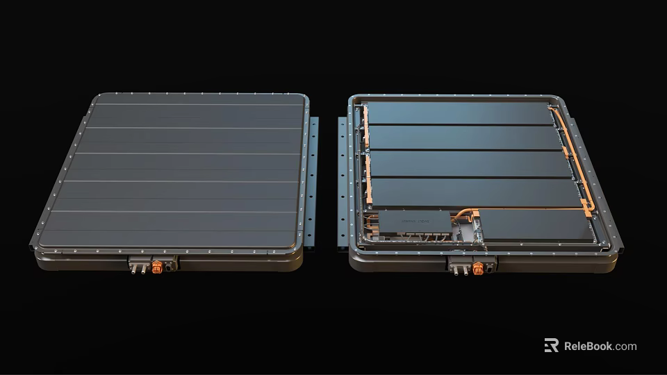 Open and Closed Solar Panel Structure with Internal Components and Metal Frames 3d model 