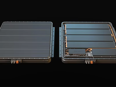 Open and Closed Solar Panel Structure with Internal Components and Metal Frames 3d model