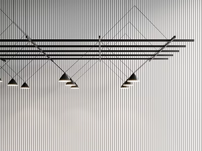 Modern Linear Pendant Light With Black Metal Structure And Cone Shades For Interior Design 3d model