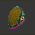 Tactical Weapon Helmet With Gold Black Decorative Pattern And Pink Circular Component
