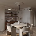 Modern Circular Living Dining Room With White Sofa Round Coffee Table Brown Chair And Chandelier