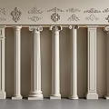 European style column Roman column plaster line carved 3d model