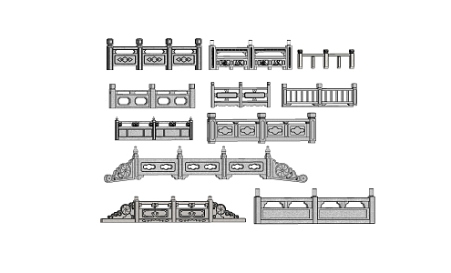 Chinese Guardrail Stone Railing Daquan 3d model