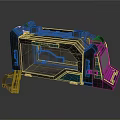 Sci Fi Mechanical Structure With Black Blue Metallic Control Panel And Hatch Door