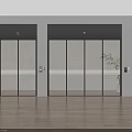 Modern Sliding Glass Doors With Black Frames And Indoor Plant In Interior Space