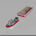 Small Red and White Tugboat With Large Cargo Barge on Water Surface