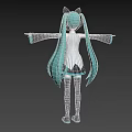 Anime Girl With Teal Hair Cat Ears Black White Uniform Red Tie Arms Outstretched