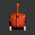 Red Cartoon Style Toy Vehicle With Round Windows White Wheels And Blue Centers