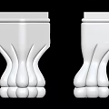 White Decorative Columns 3D Model Design With Intricate Curved Base Details 3d model