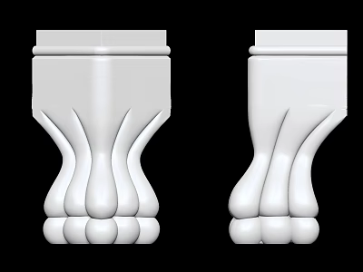 White Decorative Columns 3D Model Design With Intricate Curved Base Details 3d model