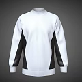 White High Neck Sweater With Black Contrast Panels And Modern Design