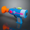 Colorful Sci Fi Toy Weapon Gun With Blue Body Orange Muzzle Pink Button Green Block Design